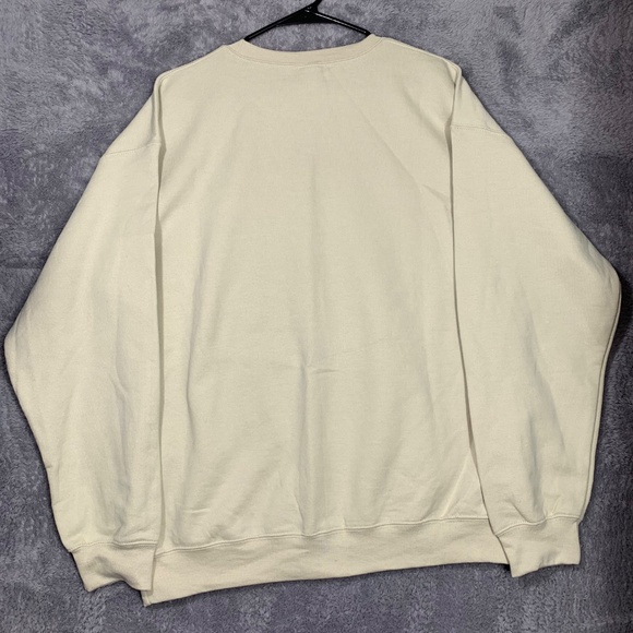 Gildan Heavy Blend Beige Sweatshirt Size L Made in Nicaragua 50/50 - Picture 7 of 7